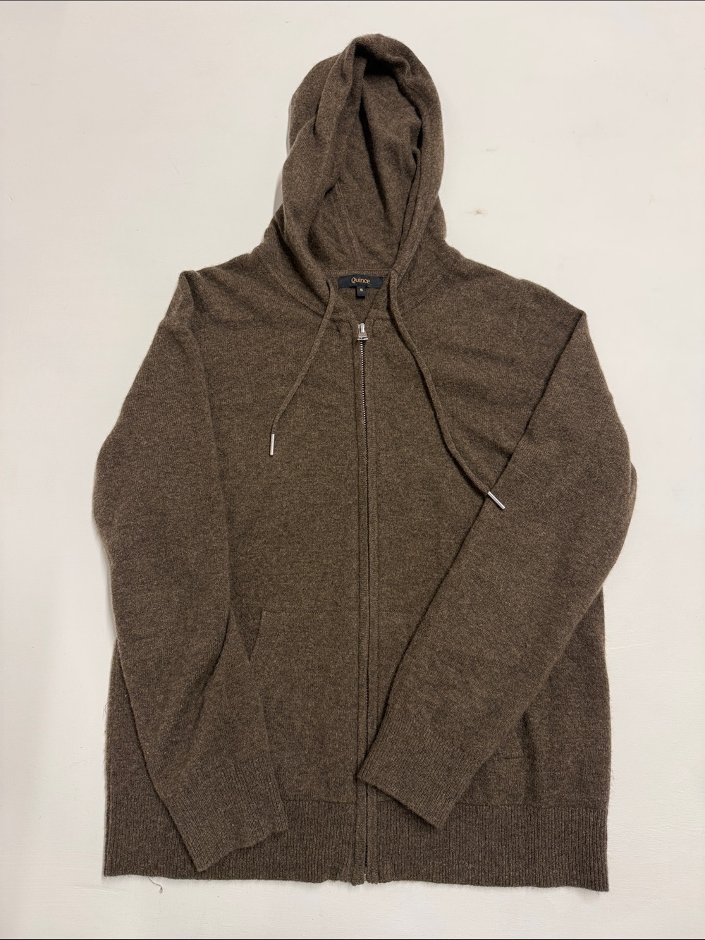 Quince 100% cashmere women’s Brown Zip-Up Hoodie Sweater
